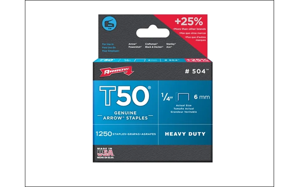 Arrow T50 Heavy Duty Staples 6mm 1 4 - Pack Of 1250
