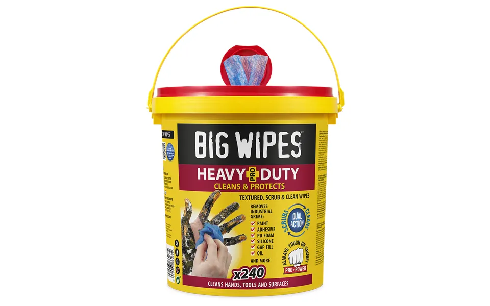 Big Wipes Heavy-duty Pro Wipes - Red Top Bucket Of 240