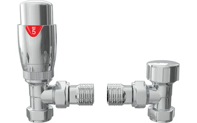 Bradfords Angled Thermostatic Radiator Valve 128 X 40 X 70mm - Chrome