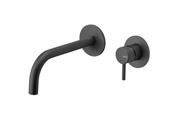 Bradfords Porth Wall Mounted Brass Basin Mixer - Matt Black