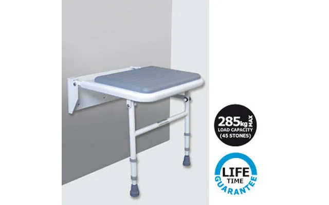 Contour Care Wall Mounted Padded Folding Shower Seat No Back Or Arms - White