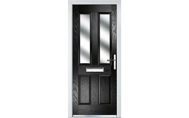 Crystal Grp Door With 4 Panels & 2 Glass Left Hand 920 X 2055mm Obscure - Black