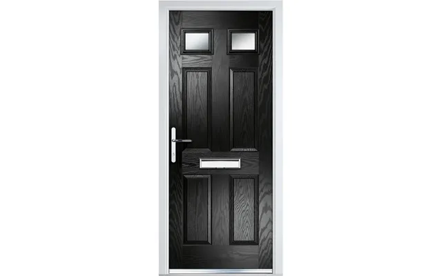 Crystal Grp Door With 6 Panels & 2 Glass Right Hand 920 X 2055mm Obscure - Black