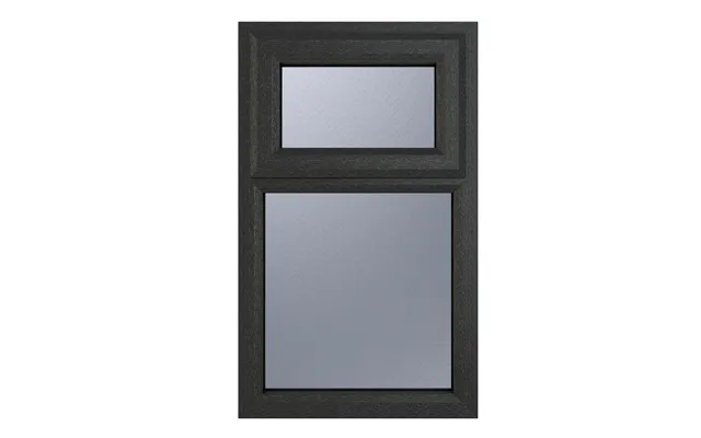 Crystal Upvc A Rated Window Top Hung Opener Over A Fixed Light 1190 X 1115mm Obscure- Grey External White Internal