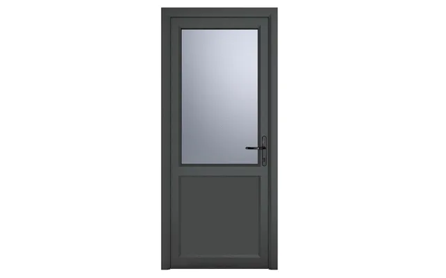 Crystal Upvc Open In Single Door Left Hand Half Glass Half Panel920 X 2090mm Obscure - Grey External White Internal