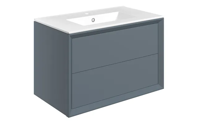 Drawn Wall Hung 2 Drawer Basin Unit & Basin 815mm - Matt Storm Blue