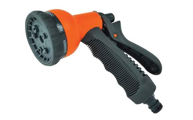 Faithfull 8 Pattern Adjustable Spray Gun Fits 12.7mm Bore Hoses Grey Orange