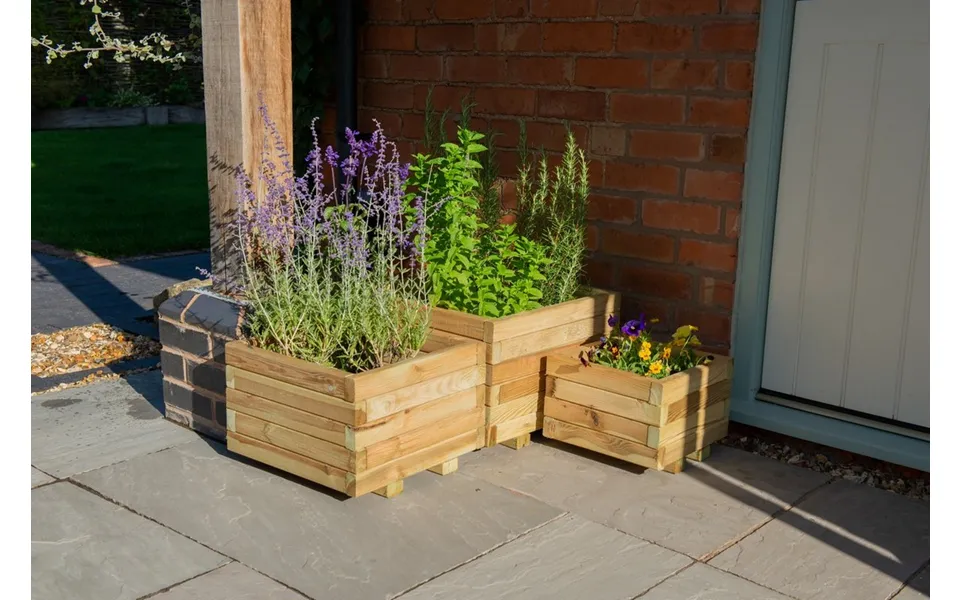 Forest Garden Kendal Square Planters - Set Of 3 Mixed Sizes