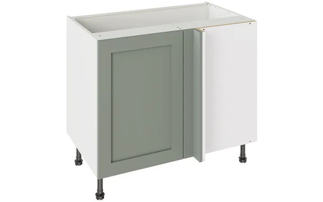 Kitchenkit Flatpack Shaker 1000 Blind Corner Base Kitchen Cabinet 720 X 1000 X 570mm Hxwxd - Matt Sage Green