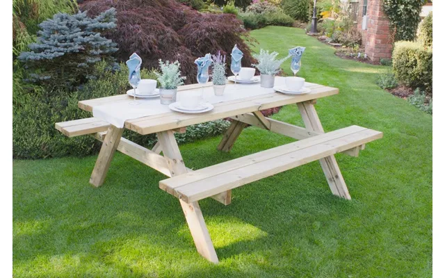 Large Rectangular Picnic Table 770 X 1770 X 1530mm Treated Timber - Forest Garden