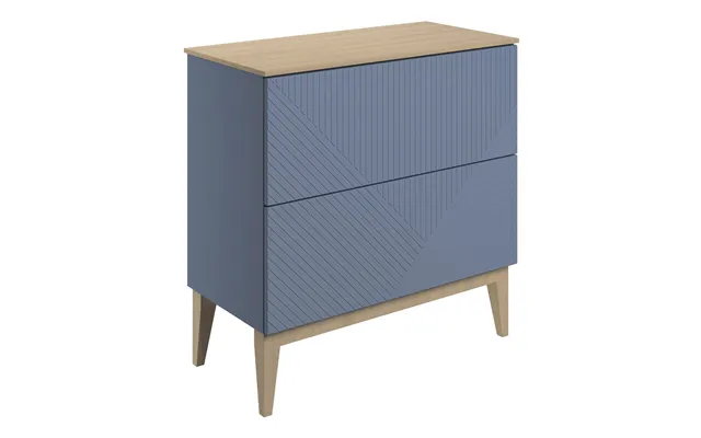 Line Floor Standing 2 Drawer Basin Unit & Maple Oak Effect Worktop 810mm - Matt Smoke Blue