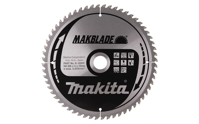 Makita Mitre Saw Tct Blade 260mm X 2.3mm Kerf - 30mm Bore X 60t