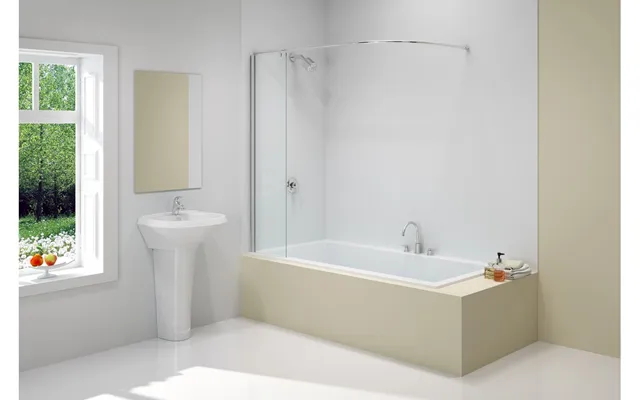 Merlyn Vivid Curtain Rail Bath Screen 300 X 1500mm - Clear Polished Silver