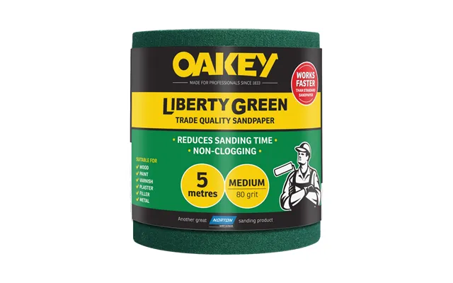 Oakey Liberty Green Sanding Roll 115mm X 5mtr - 80 Grit