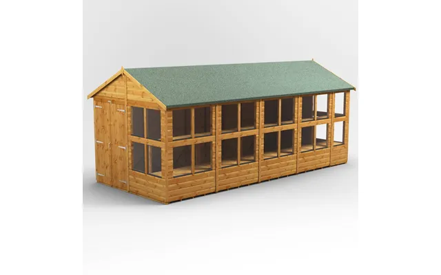 Powersheds Apex Roof Double Door Potting Shed 18ft X 8ft - Golden Brown