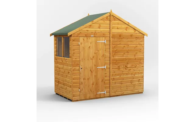 Powersheds Apex Roof Single Door Garden Shed 4ft X 8ft - Golden Brown