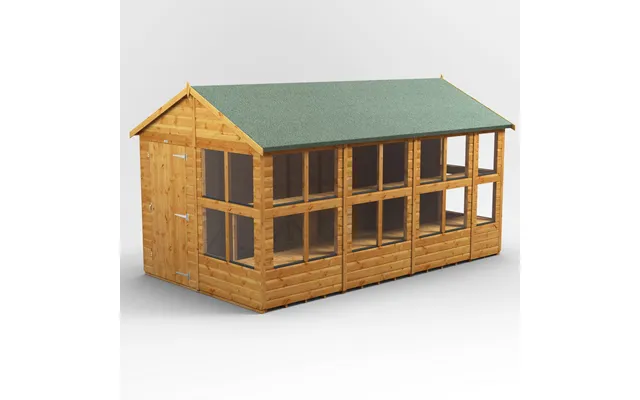Powersheds Apex Roof Single Door Potting Shed 14ft X 8ft - Golden Brown