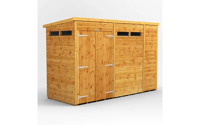 Powersheds Pent Roof Double Door Security Shed 10ft X 4ft - Golden Brown