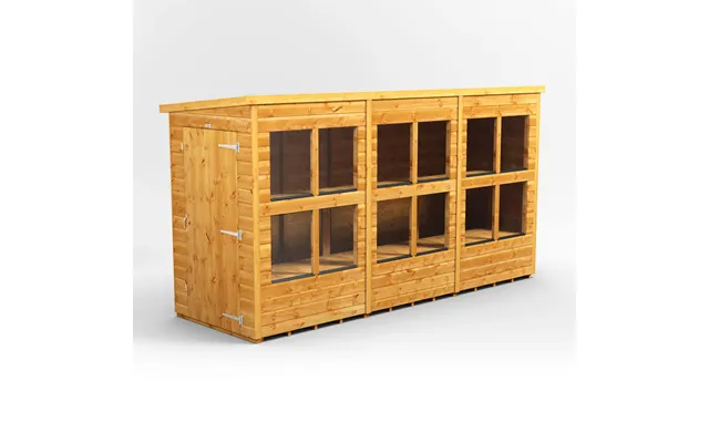 Powersheds Pent Roof Single Door Potting Shed 12ft X 4ft - Golden Brown