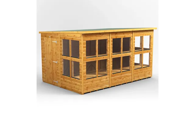 Powersheds Pent Roof Single Door Potting Shed 12ft X 8ft - Golden Brown