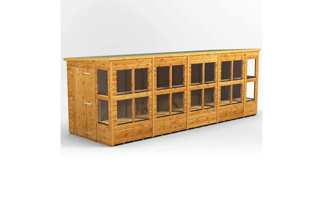 Powersheds Pent Roof Single Door Potting Shed 18ft X 6ft - Golden Brown