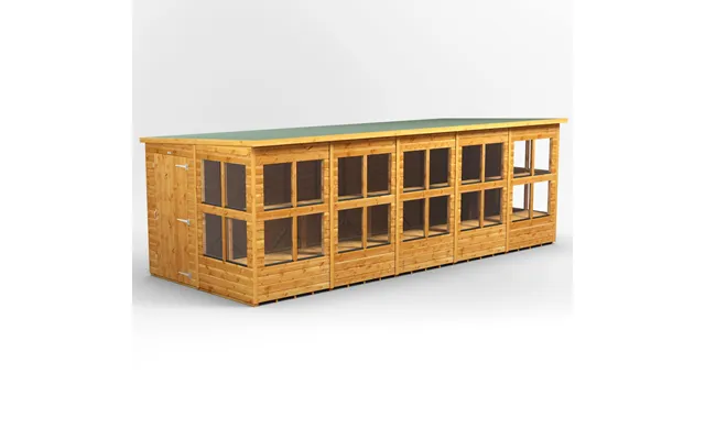 Powersheds Pent Roof Single Door Potting Shed 20ft X 8ft - Golden Brown