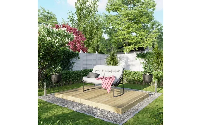 Powersheds Treated Timber Decking Kit No Handrails 6ft X 8ft - Light Brown