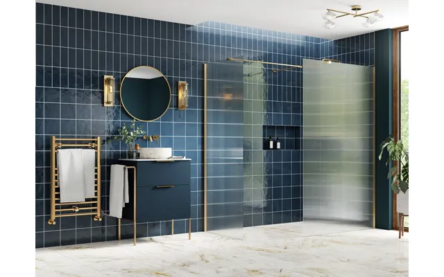 Showerzone Autograph Fluted Wetroom Panel & Side Panel 900mm - Brushed Brass