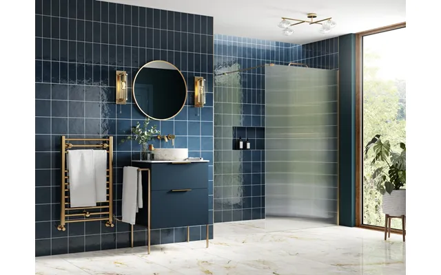 Showerzone Autograph Fluted Wetroom Panel & Support Bar 1200mm - Brushed Brass