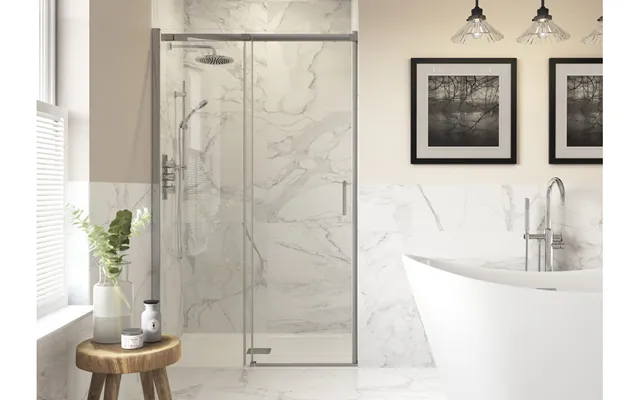 Showerzone Autograph Reflex8 Sliding Door 1500mm - Clear Polished Silver