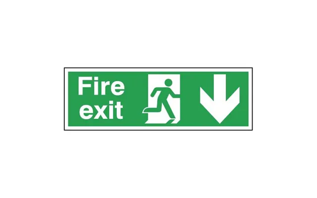 Signs And Labels Rigid Site Safety Sign - Fire Exit Running Man Arrow Down 150x450mm