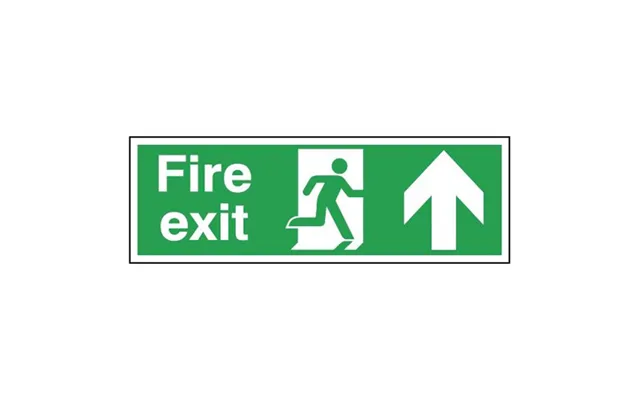Signs And Labels Rigid Site Safety Sign - Fire Exit Running Man Arrow Up 150x450mm
