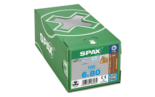 Spax T-star Plus T30 Washer Head Construction Screws 6.0 X 80mm Stainless Steel - Pack Of 100