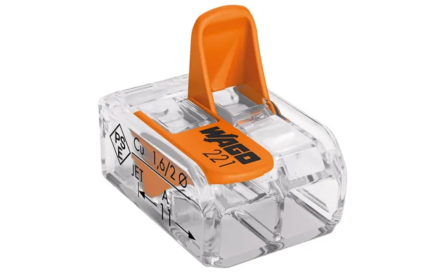 Wago Compact 2-wire Splice Connector With Levers 4.0mm Pack Of 100 - Transparent