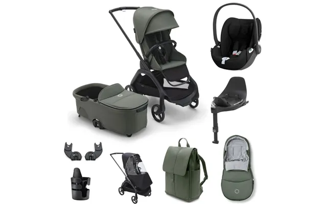Bugaboo Dragonfly Cloud T, Base T Accessory Travel System- Forest Green - Sepia Black Plus