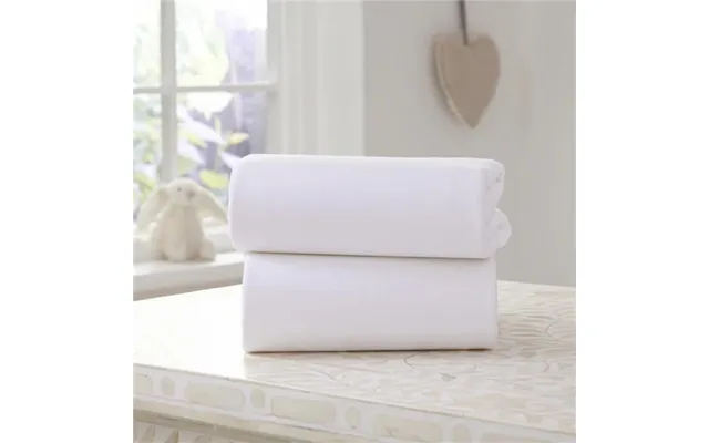 Clair De Lune 2 Pack Fitted Cotton Moses Basket Sheets 74x30cm - White