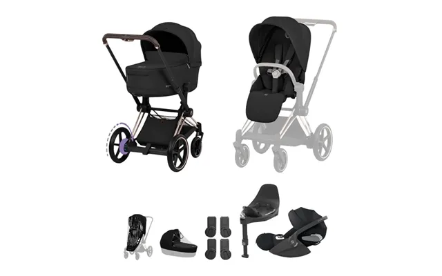 Cybex Platinum E-priam Comfort Travel System- Sepia Black Rose Gold - Without Footmuff & Cup Holder