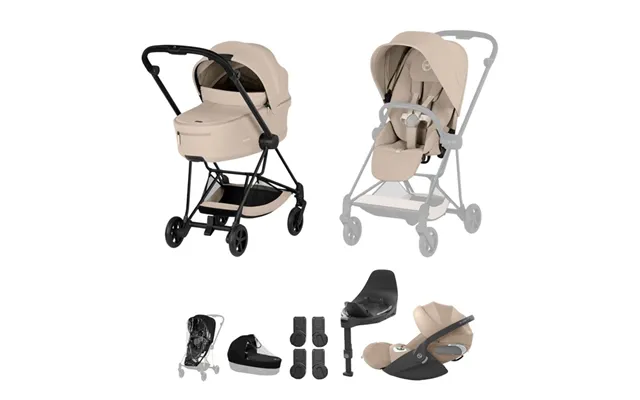 Cybex Platinum Mios Comfort Travel System- Cozy Beige Matt Black - Without Footmuff & Cup Holder