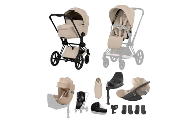 Cybex Platinum Priam Comfort Family Travel System- Cozy Beige Matt Black