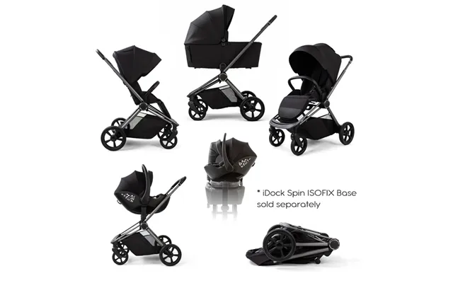 Red Kite Baby Push Me Cruise 3 In 1 Foldable Carrycot Travel System- Onyx - With Spin Isofix Base