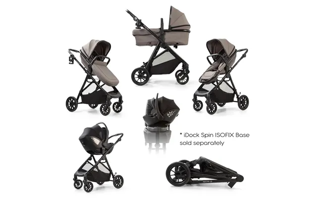 Red Kite Baby Push Me Savanna I Travel System- Grey - With Spin Isofix Base