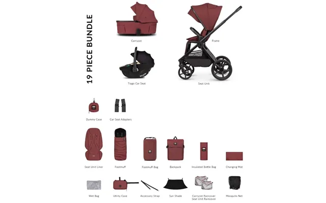 Venicci Hunter X Venicci Upline 3 Comfort Bundle- Red - Tiago Car Seat- Black