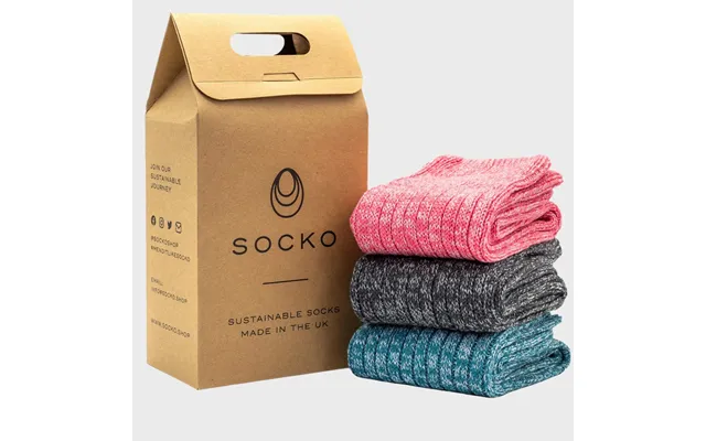 3 Pairs Of 100% Recycled Socks By Socko Size Large Uk 10-12 Colour Mixed product image