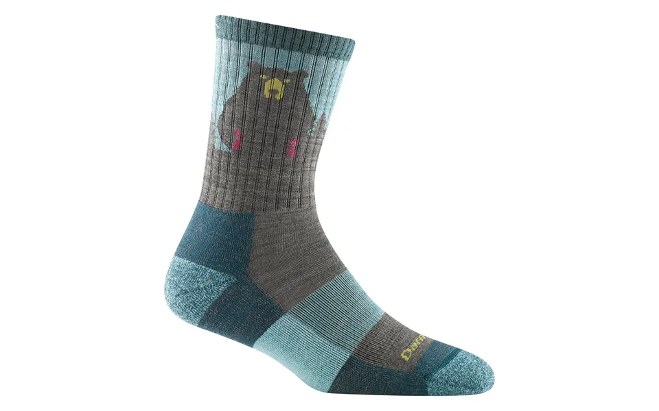 Ladies Novelty Bear Patterned Hiking Merino Socks By Darn Tough Size M Colour Aqua