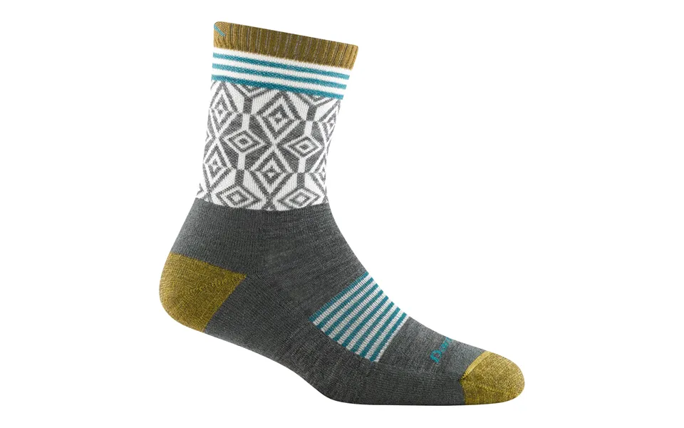 Ladies Patterned Micro Crew Hiking Merino Socks By Darn Tough Size M Colour Gray