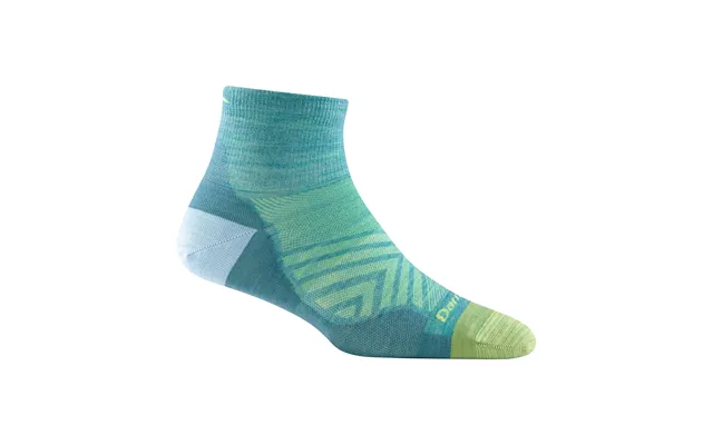 Ladies Quarter No Cushion Ultra-lightweight Running Merino Socks By Darn Tough Size L Colour Aqua product image