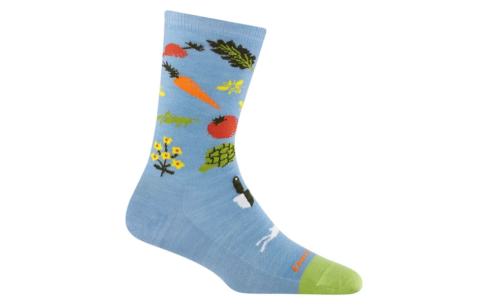 Ladies Vegetable Patterned Lightweight Merino Wool Crew Socks By Darn Tough Size M Colour Sky