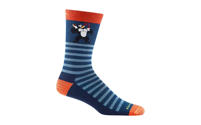Mens Animal Patterned Crew Lightweight Seamless Merino Wool Socks By Darn Tough Size L Colour Deep Water