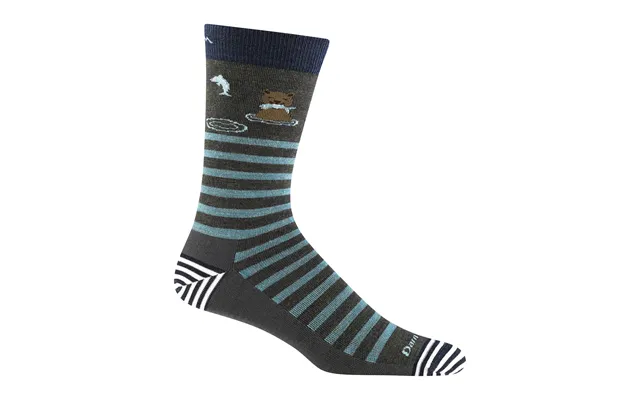 Mens Animal Patterned Crew Lightweight Seamless Merino Wool Socks By Darn Tough Size M Colour Forest