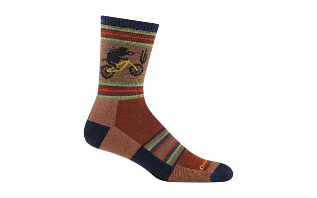 Mens Animal Patterned Micro Crew Lightweight Hiking Merino Wool Socks By Darn Tough Size M Colour Chestnut